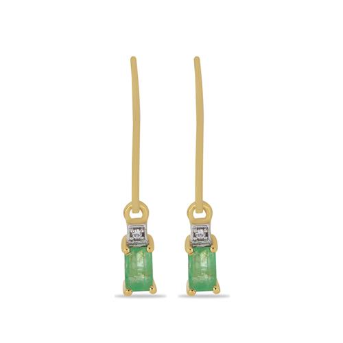 BUY 925 SILVER NATURAL EMERALD TRANSPARENT GEMSTONE EARRING